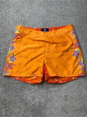 SO GSJC Board Shorts Orange Floral Men’s Medium Swim